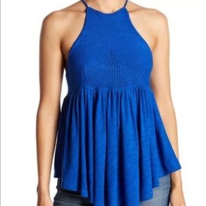 Free People - Road Trip Distressed Crochet Tank in Seaport Blue - Medium